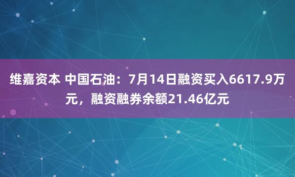 维嘉资本 中国石油：7月14日融资买入6617.9万元，融资融券余额21.46亿元